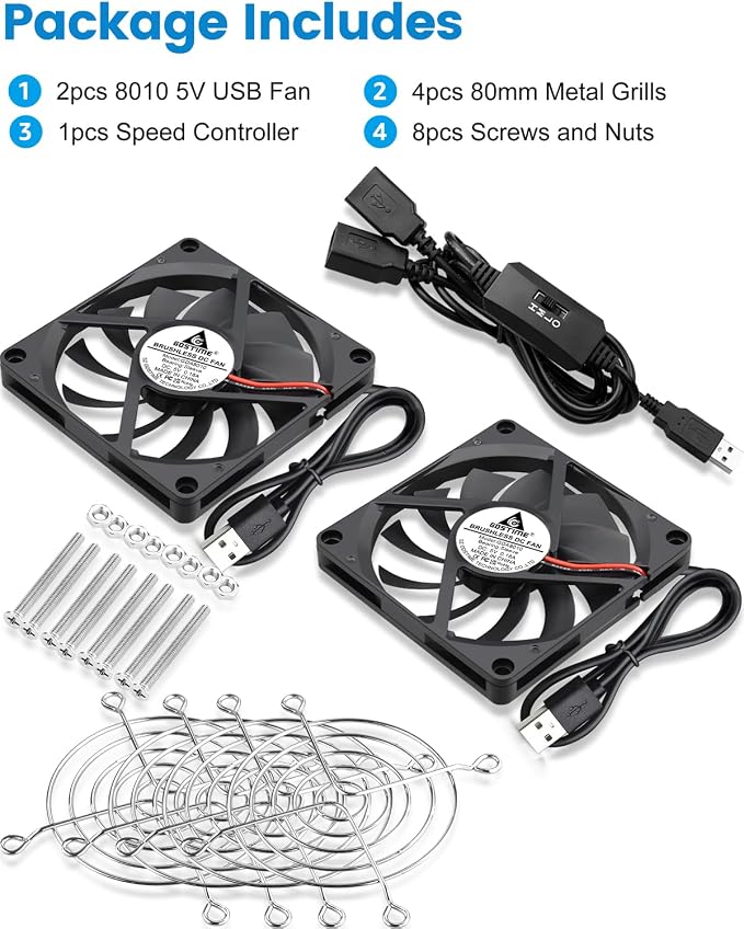 GDSTIME Dual 80mm x 10mm USB Fan - Image 7