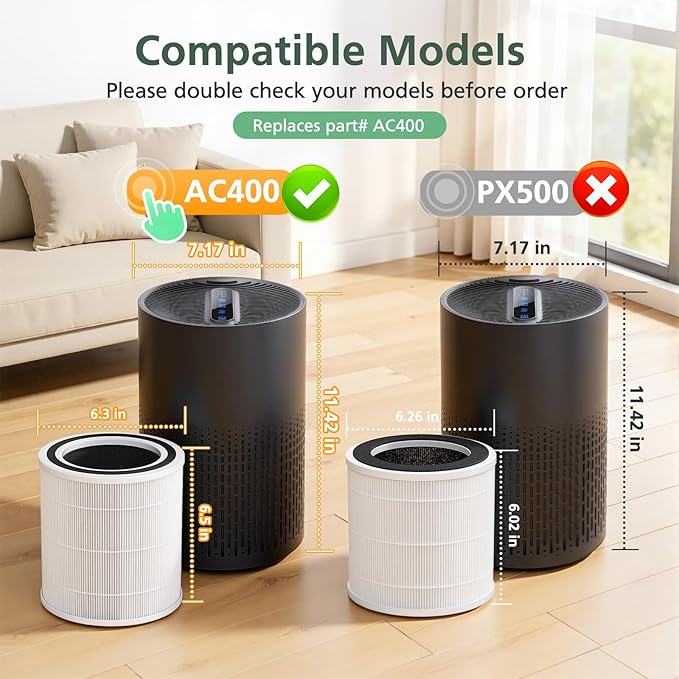 2 Pack AC400 Air Purifiers Replacement Filter - Image 2