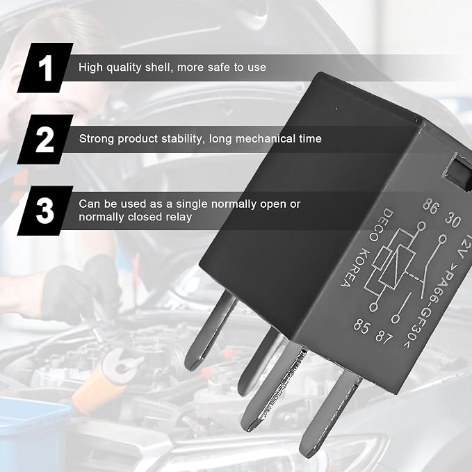 2 PCS Car Air Conditioning Relay, 13500114/8385 12VDC 40A 4-Pin Fuse Box Relays - Image 3