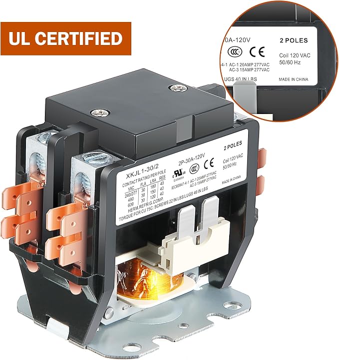 Dreyoo 1 Pack Carrier HVAC Motor Contactor, 120V 30 Amp Coil 2 Pole Replacement - Image 6