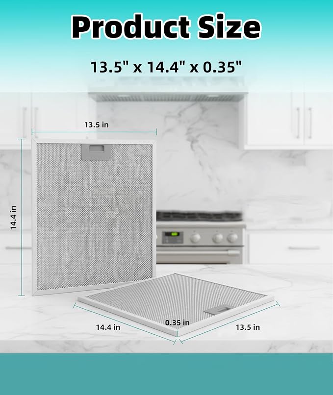2 Pack WA0575 Range Hood Filters 13.5" x 14.4" x 0.35", 5-Layer Aluminum Mesh - Image 4