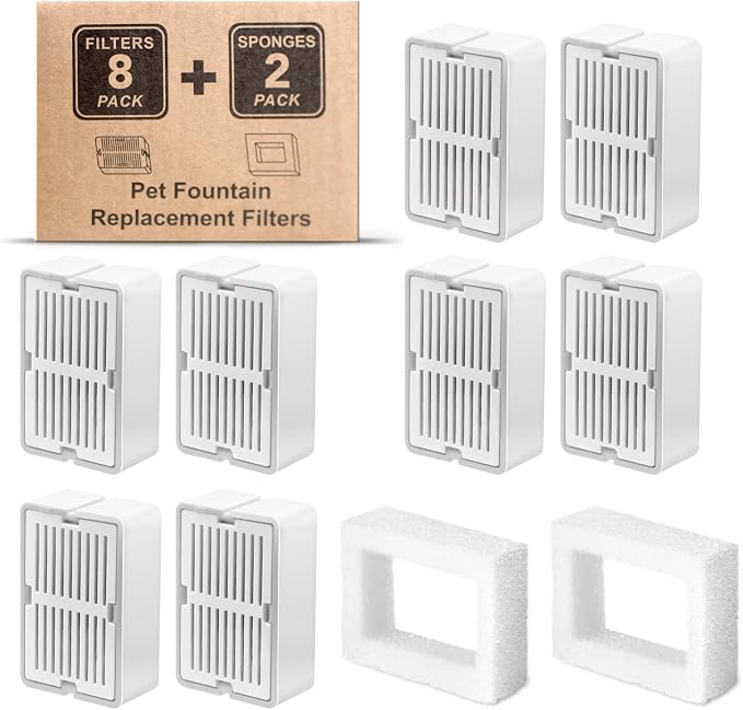 Cat Water Fountain Filters, 8 Carbon Filters& 2 Foams Filters - Image 7