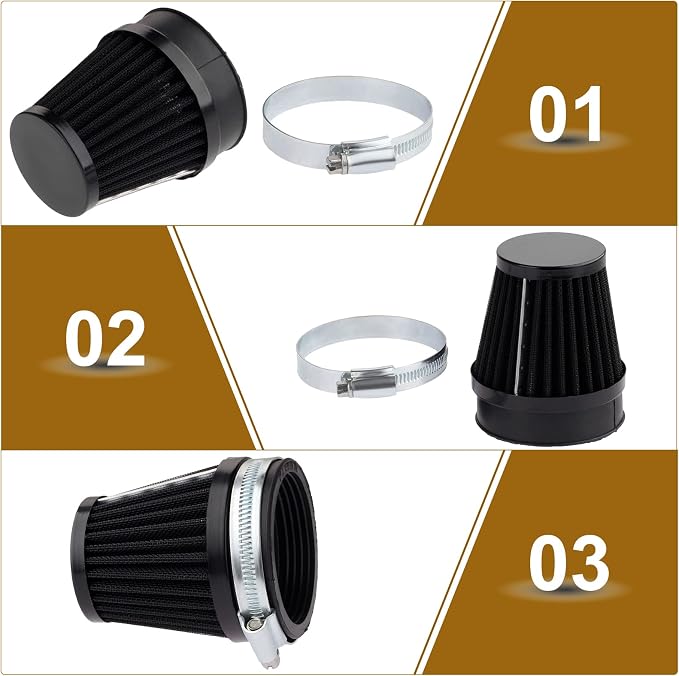 Mtsooning Motorcycle Pod Air Filter, 2.36" Round Tapered Intake Cleaner - Image 7