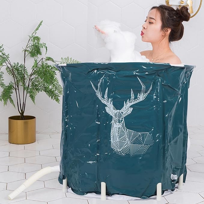 Portable Foldable Bathtub, Large Capacity 80L PVC Soaking Spa Tub for Adults, Foldable Design with Thermal Insulation
