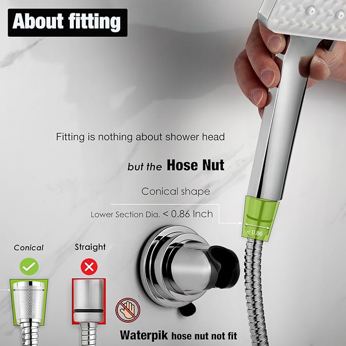 Handheld Shower Head Holder with Enhanced Suction Cup - Relocatable - 4 Angles Adjustable - 90° Downward - Bathroom Wall Mount Shower Wand Holder (Polished Chrome)