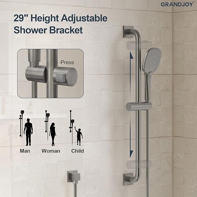 Brushed Nickel 10 Inch Rainfall Shower System with Handheld Spray & Adjustable Slide Bar, Wall Mount Bathroom Shower Faucet Set, Valve Included