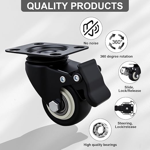 2 Inch Caster Wheels Set of 20 Heavy Duty Casters, - Image 3