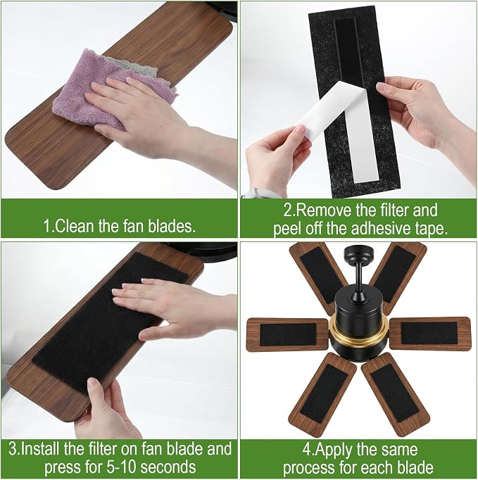 40 Pack Ceiling Fan Filters for Blades Ceiling Air Purifier Pads Accessories - Image 3