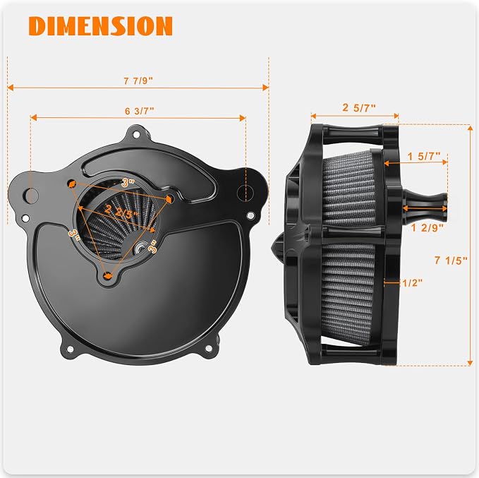 High Flow Air Cleaner Intake Filter Kit Air Filters Cover - Image 3
