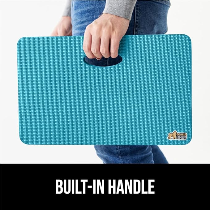GORILLA GRIP Extra Thick Patent Pending Soft Foam Kneeling Pad, 2 PK, Supportive Large Cushion Knee Pads for Gardening, Baby Bath, Dirt and Water Resistant, Workout, Garden Supplies, 17.5x11 Turquoise