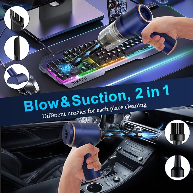 KMM Handheld Car Vacuum Cleaner, 9000Pa Vacuum Cleaner and Air Duster, 120W - Image 2