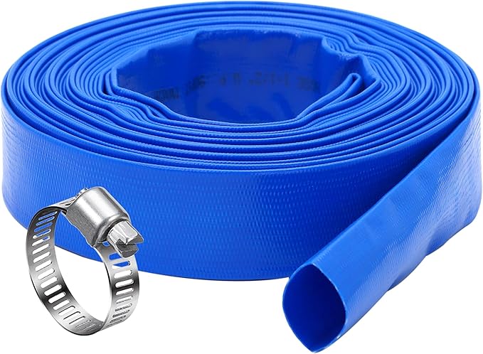 DAVCO 1.25" x 100 ft Pool Backwash Hose, Heavy Duty Reinforced Blue PVC Lay by DAVCO