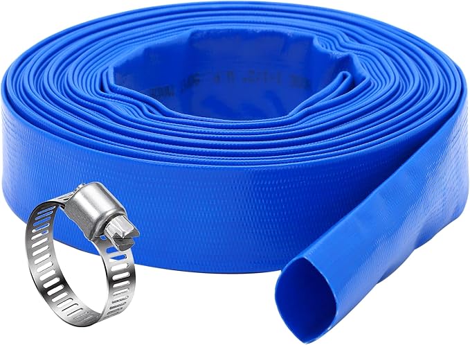DAVCO 1.25" x 50 ft Pool Backwash Hose, Heavy Duty Reinforced Blue PVC Lay Flat by DAVCO