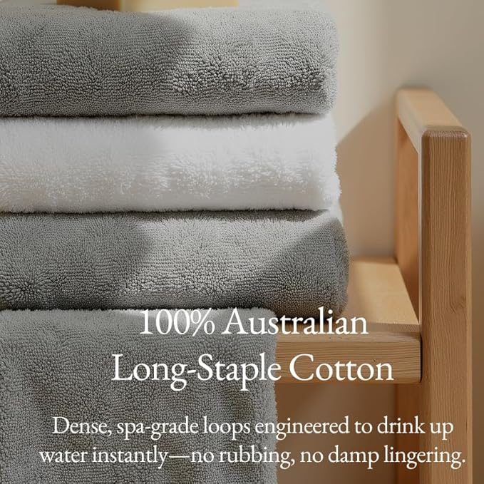 Italic Serene Ultraplush Cotton Washcloth Towel Set, 4 Soft & Absorbent Face Towels, Light Gray, 800GSM, 100% Cotton, Heavy Duty, Resort Grade Towels (Light Gray)