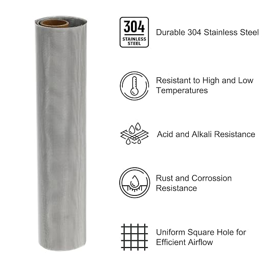 PATIKIL 40" L x 16" W Woven Wire Mesh, 80 Mesh 304 Stainless Steel Air Vent - Image 3