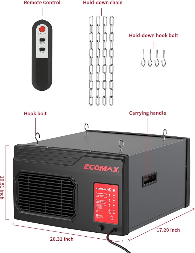 MCF03 Air Filtration System Woodworking, 3-Speed Hanging Ceiling Shop Air - Image 3
