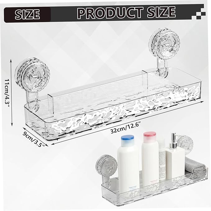 Corrugated Suction Cup Storage Holder, Heavy-Duty Suction Cup Shower Shelf, Shower Caddy Bathroom Organizer with Hollow Drainage Design, Ideal for Renters