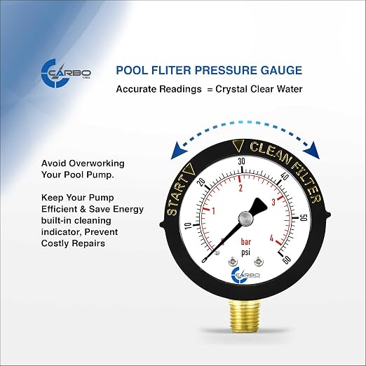 Water Pressure Gauge for Swimming Pool Filter, 60psi Plumbing Clean Filter - Image 2