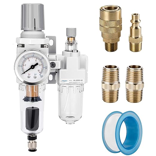 NANPU 1/4" NPT Auto-Drain Air Filter Regulator Lubricator Combo Water/Oil Trap by NANPU