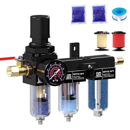 NEWPO 1/4" NPT Three Stage Air Drying System, air Pressure Regulator by NEWPO
