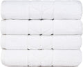BAGNO MILANO Organic Turkish Cotton Bath Towels, Luxury Jacquard Collection, Certified Organic Highly Absorbent, Soft-Plush Towel Set (White, 4 Pcs Hand Towel Set)