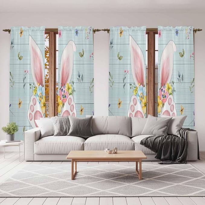 Easter Window Curtains 72 Inch Long 2 Panel Set, Rod Pocket Long Curtains & - Image 7