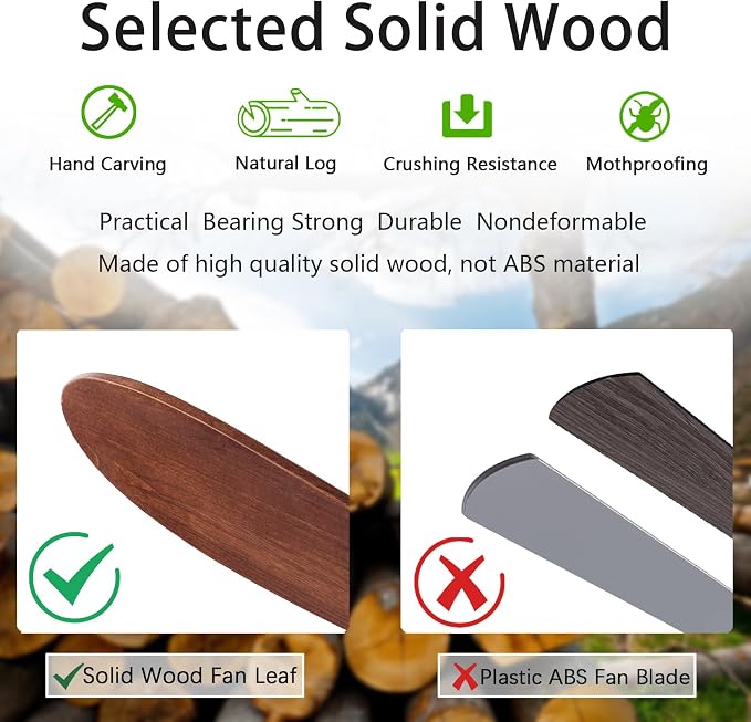 QUTWOB 52" Wood Ceiling Fan No Lights - Image 6