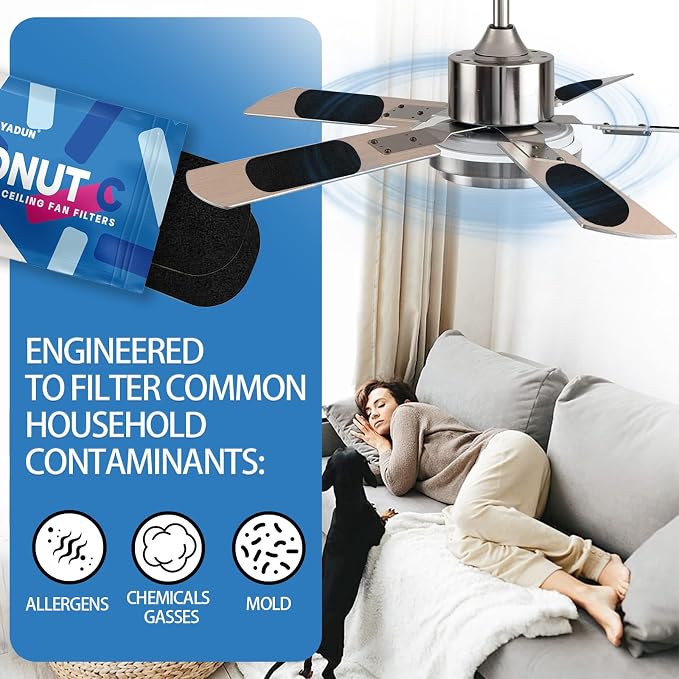 Ceiling Fan Filters for Blades, Unscented Ceiling Fan Air Purifier Pads - Image 3