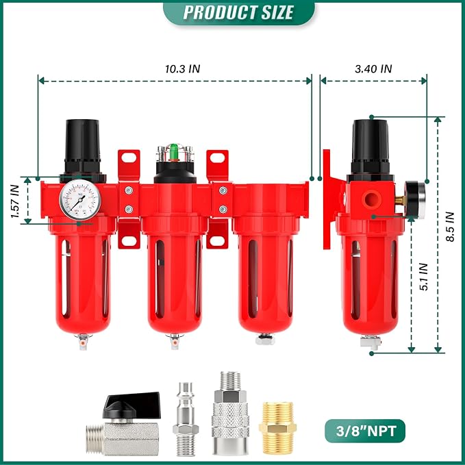 Industrial Grade Three-Stage Air Drying System, 0-150 PSI, 3/8 Inch NPT - Image 2