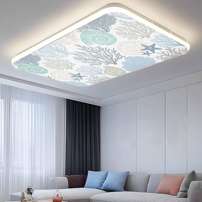 Fluorescent Light Covers for Ceiling Lights Nautical Coastal Ocean Coral - Image 9