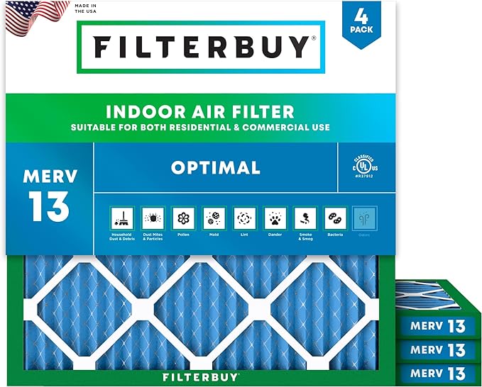 Filterbuy 19x19x1 Air Filter MERV 13 Optimal Smoke & Allergy Defense, by Filterbuy