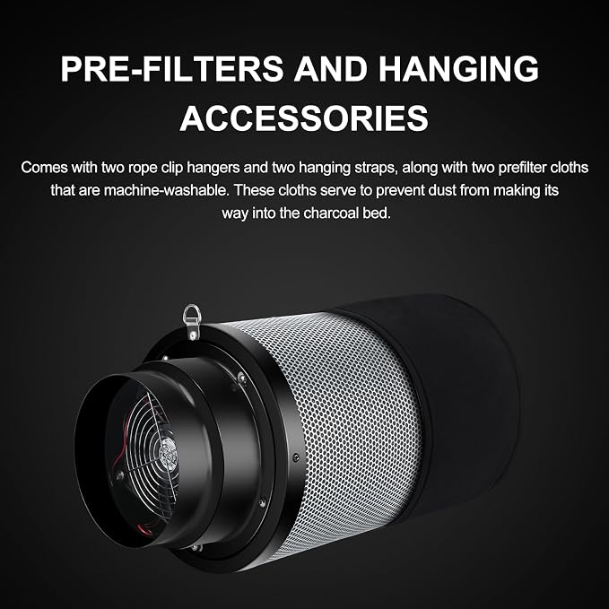 MELONFARM Air Filtration Kit 6", Built-in 14cm Fan Low Nois Carbon Filter - Image 5