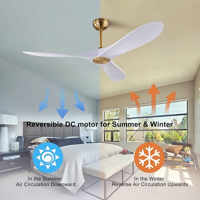 QUTWOB 52" Ceiling Fan with Remote Control No Lights, Modern Reversible DC - Image 4
