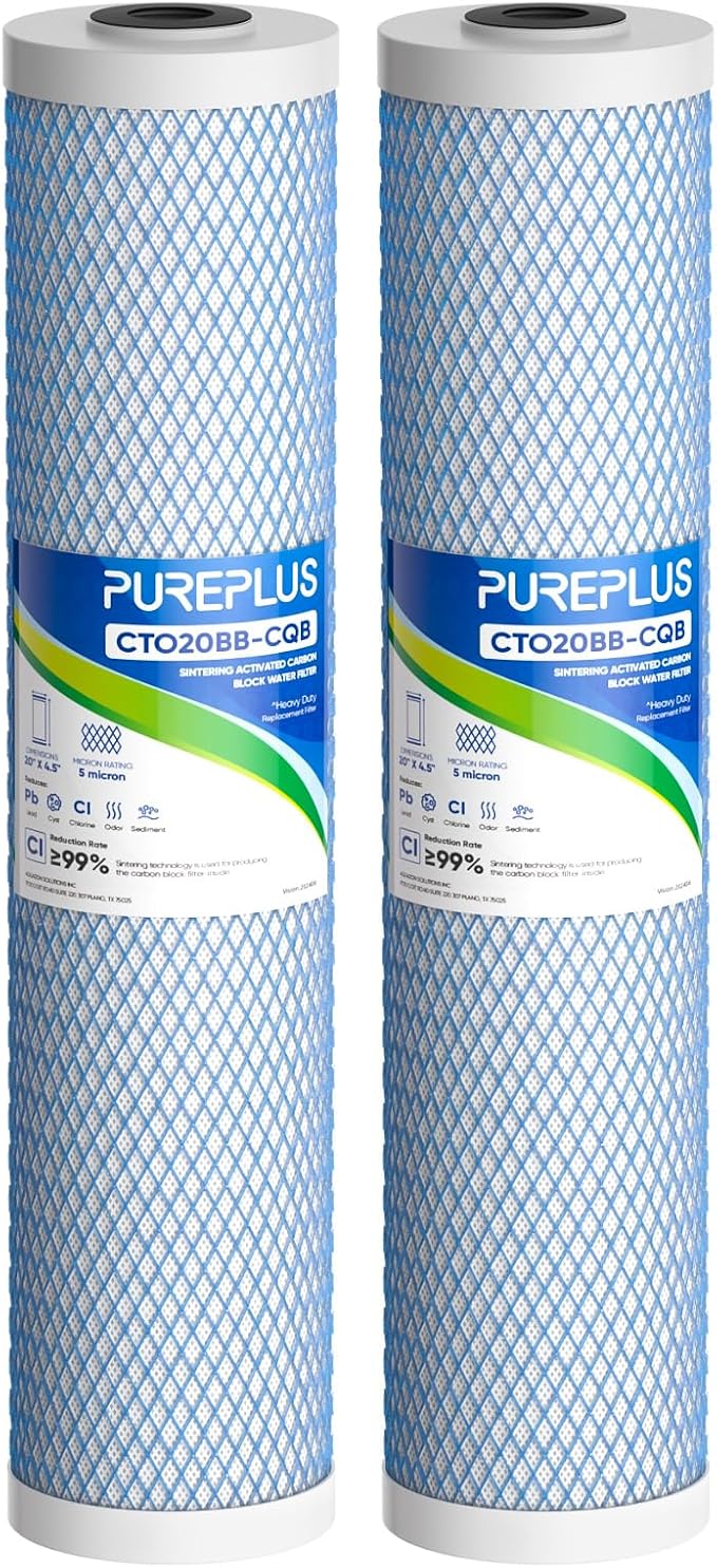 PUREPLUS 20" x 4.5" Whole House Activated Carbon Water Filter, Enhanced Lead by PUREPLUS