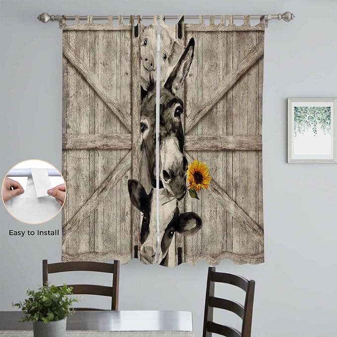Funny Farm Animals Living Room Curtains 84 Inch Length, Window Curtains Tab Top - Image 4