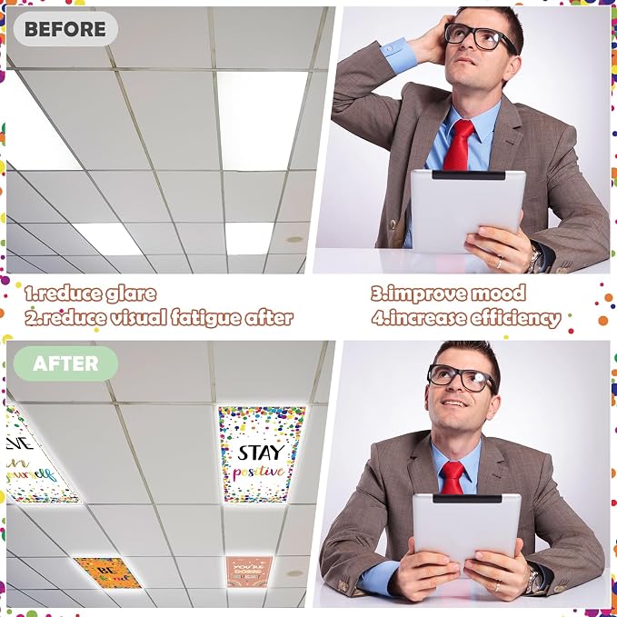 6Pcs Fluorescent Light Covers for Classroom Ceiling Lights, 4 x 2 Feet - Image 5