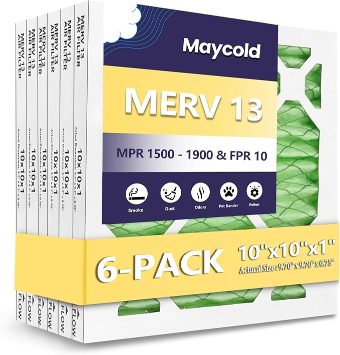 Maycold MERV 13 10x10x1 Air Filter, High-Efficiency Pleated AC & Furnace Filters by Maycold