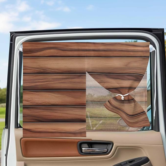 Western Barn Door Magnetic Double Layer Car Window Shades, Side Window Curtains - Image 3