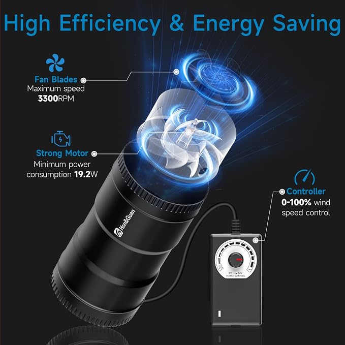 Hon&Guan 6" Air Filtration Kit: 6 Inch Inline Duct Fan - Image 2