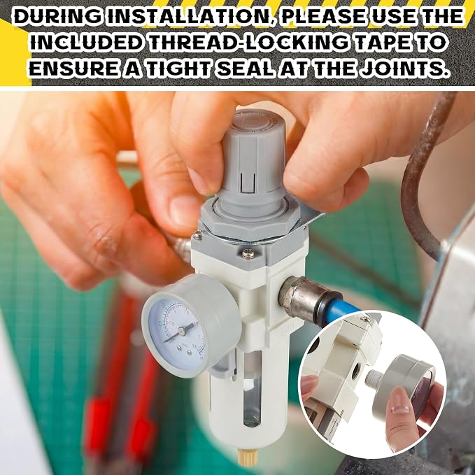 Tuanse Manual Drain 1/2" NPT Compressed Air Filter Regulator, Piggyback Combo - Image 5