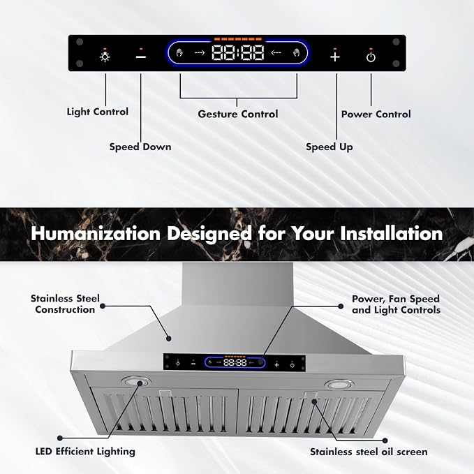 30 inch Wall Mount Range Hood Convertible Vent - Image 6
