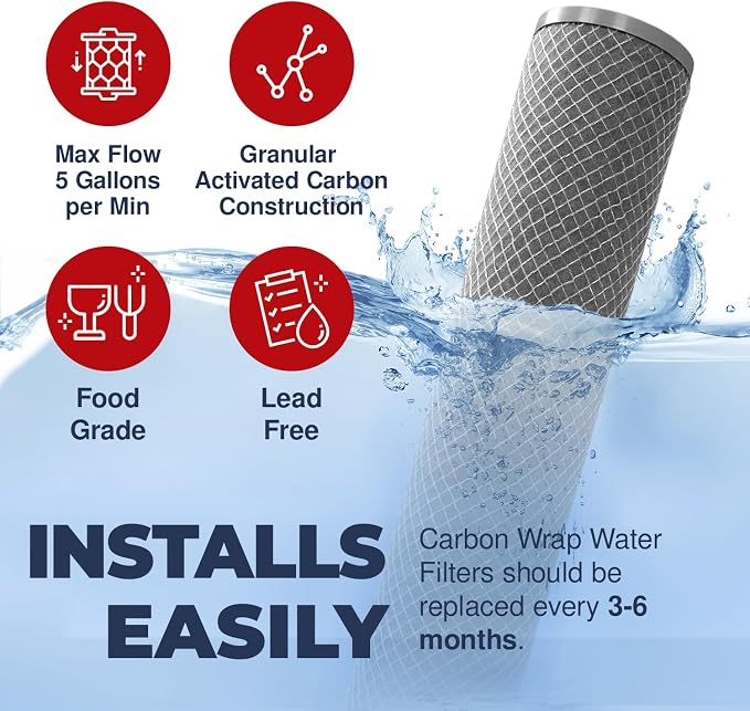 American Made, 5 Micron 2.5" x 10" Whole House CTO Carbon Sediment Water Filter - Image 3