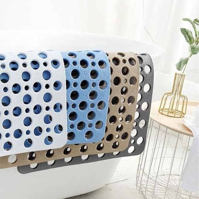 Casa and Beyond Shower Mat,Non Slip Bath Mat and Shower Mat with Suction Cups and Drain Holes,Bathroom Mat Easy to Clean Soft Machine Washable,Bathtub Mat Easy Dry&Cut (White,21" x 21"(Rectangular))