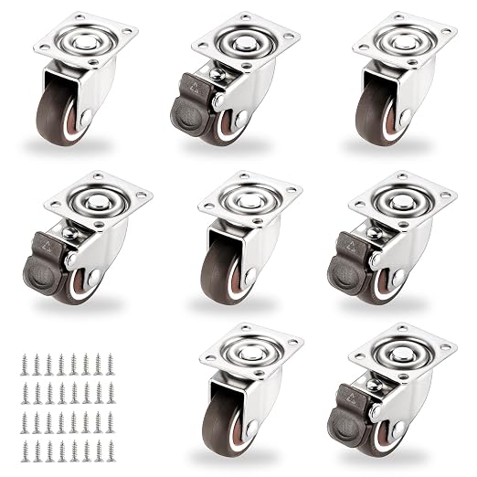 8Pcs 1.25" Small Caster Wheels, Low Profile 360 Degree Swivel Casters, Little by ZUOFANG