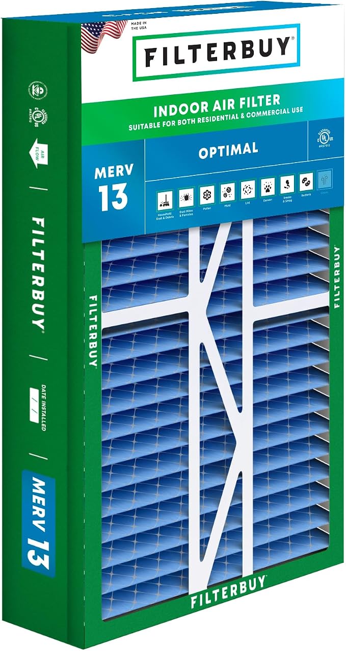 Filterbuy 17.5x27x5 Air Filter MERV 13 Optimal Smoke & Allergy Defense by Filterbuy