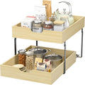 COOLBEBE 2 Tier Pull Out Drawers for Cabinets，17"W x 21"D Double Tier Slide Out Wood Drawer Shelf Organizer, Soft Close Cabinet Pull Out Shelves in Kitchen, Pantry