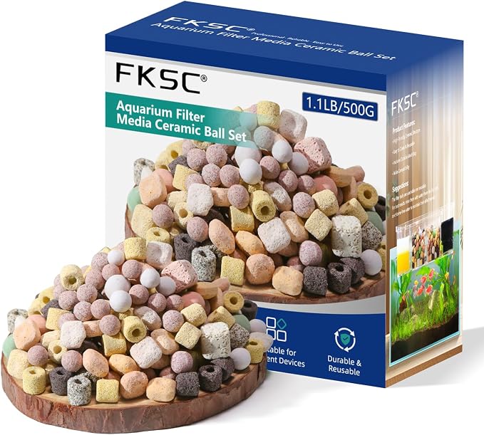 12-in-1 Aquarium Filter Media for Freshwater & Marine Tanks, Bio Filter Mix by FKSC
