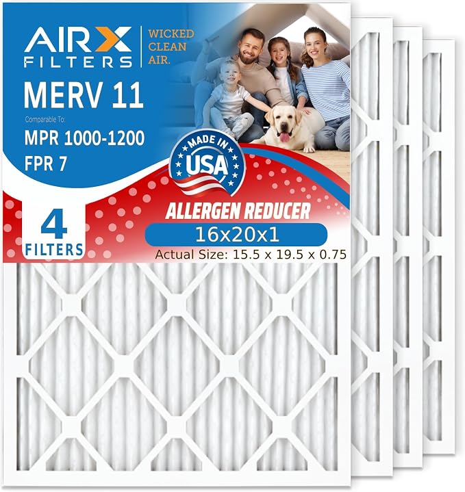 AIRX FILTERS WICKED CLEAN AIR. 16x20x1 Air Filter MERV 11 Electrostatic Pleated by AIRXFILTERSWICKEDCLEANAIR