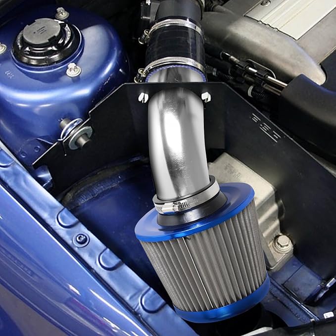 3" 76mm Universal High Flow Cold Air Intake Air Filter Upgraded Stainless Steel - Image 7