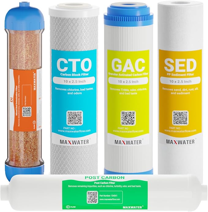 Replacement Filters for 6 Stage RO DI System by MaxWater